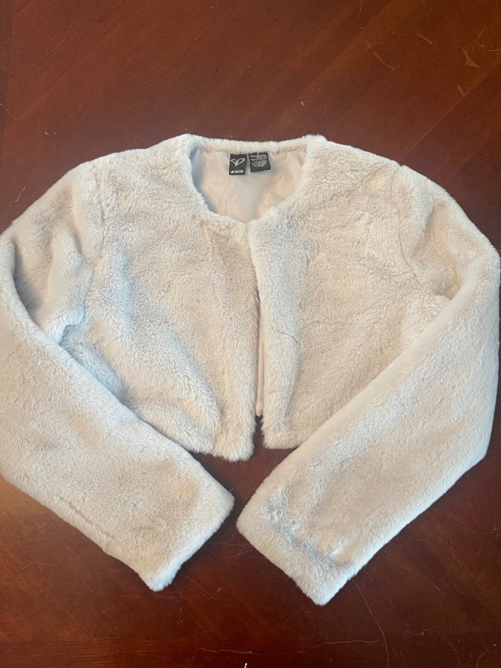 cropped grey fur coat